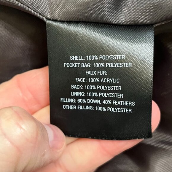 T Tahari Down Puffer Coat Taupe Brown XS, Long Quilted Winter Jacket High Neck - Picture 11 of 13